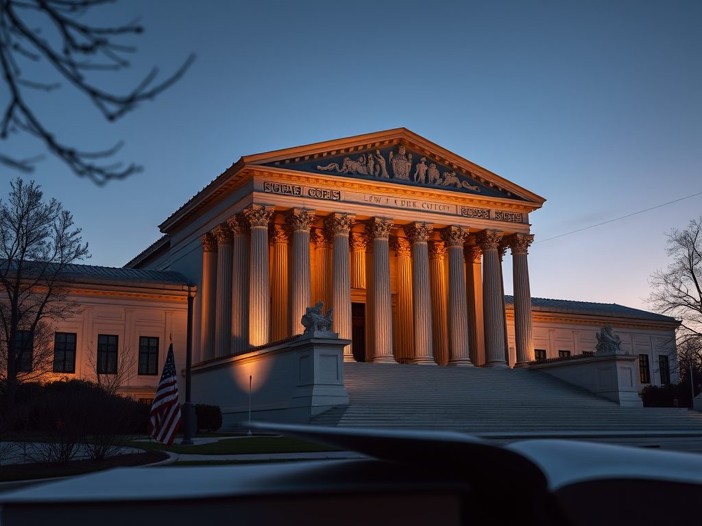 Image depicting the United States Supreme Court at dusk